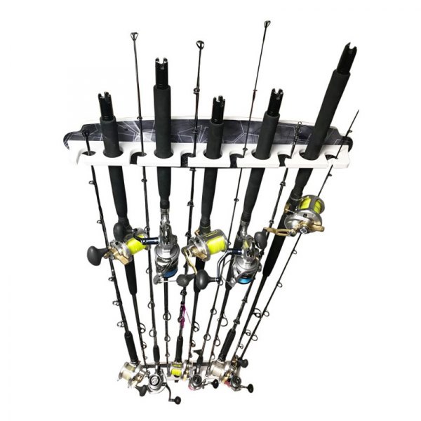 Rush Creek Creations® - Reel Salty All Weather Wood Wall Mount Horizontal Offshore & Inshore 2-in-1 Storage 11-Rod Rack