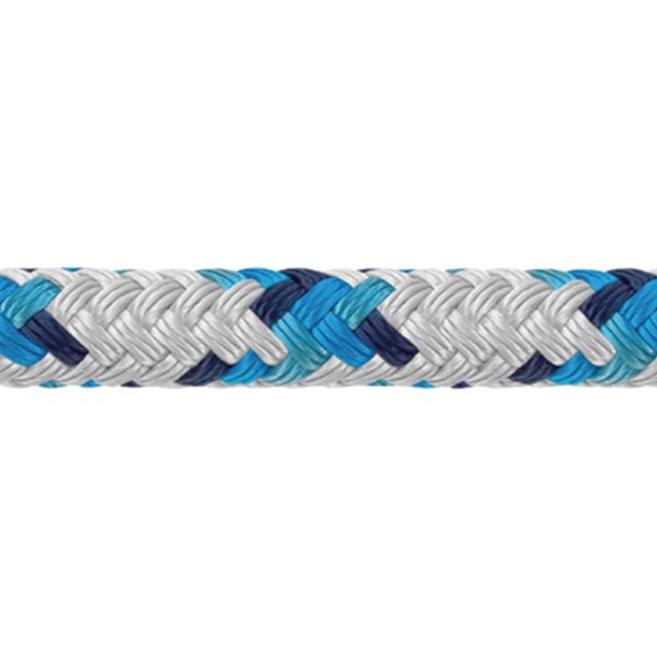 Samson Rope® - XLS3 1/4" D x 500' L White Polyester Double Braid Multi-Purpose Line with Blue Tracer