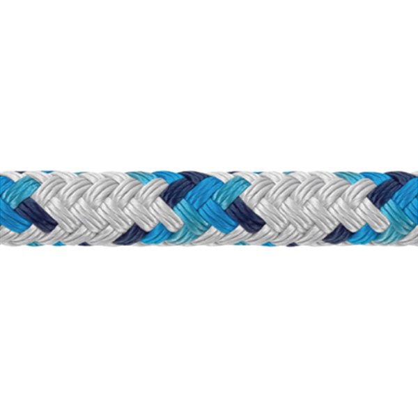 Samson Rope® - XLS3 13/32" D x 500' L White Polyester Double Braid Multi-Purpose Line with Blue Tracer