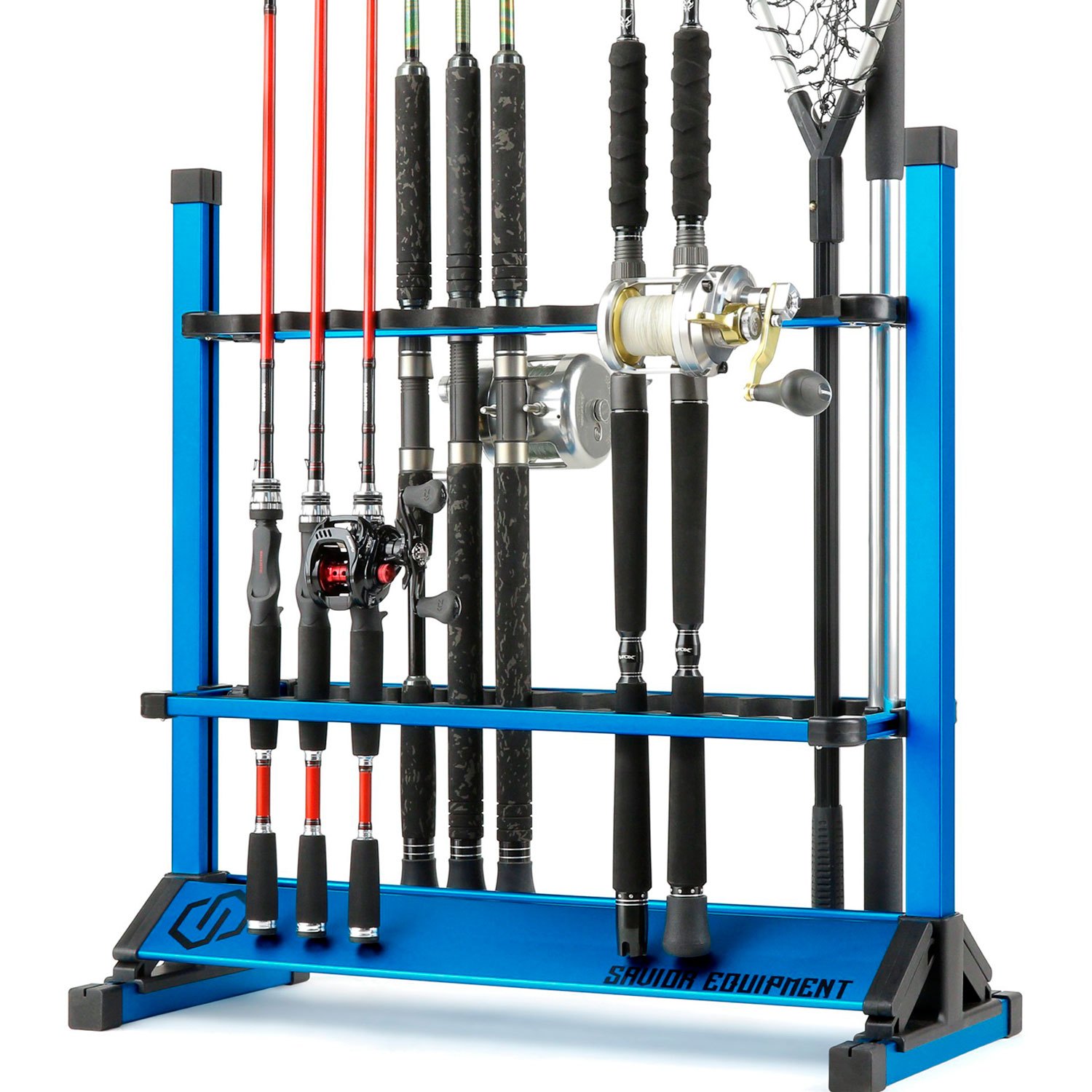 Savior Equipment® RK-FRODAL-24-OB - Carbon Black Aluminum Vertical Fishing  24-Rod Rack 