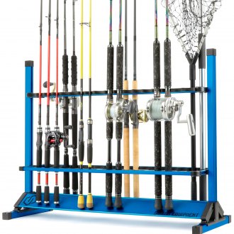Savior Equipment® RK-FRODAL-36-OG - Carbon Black Aluminum Vertical Fishing  36-Rod Rack 