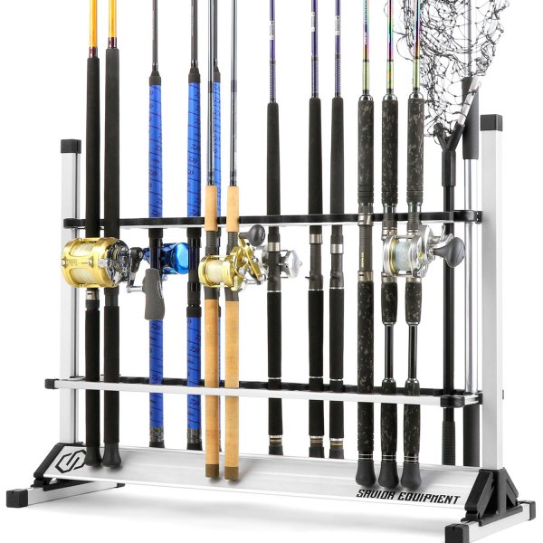 Savior Equipment® - Arctic Silver Aluminum Vertical Fishing 36-Rod Rack