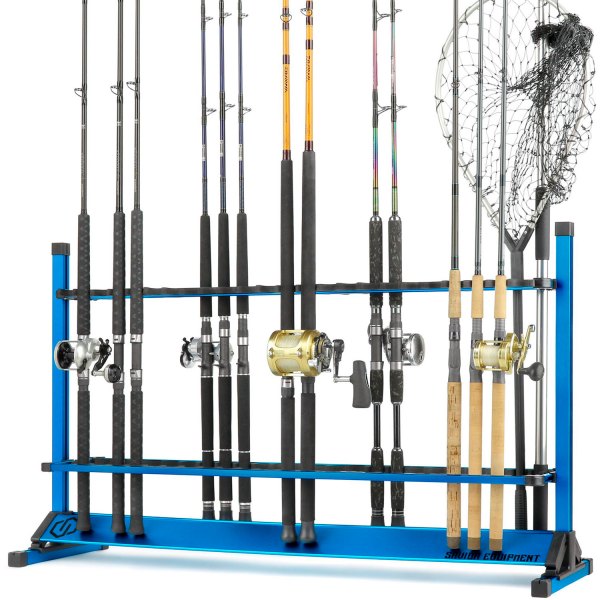 Savior Equipment® RK-FRODAL-48-OB - Carbon Black Aluminum Vertical Fishing  48-Rod Rack 
