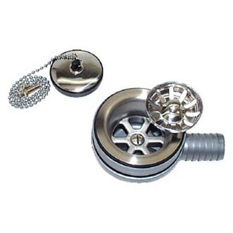 Scandvik® - 2-1/16" Polished Sink Drain with Basket & Stopper