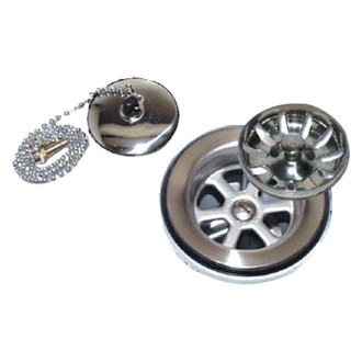 Scandvik® - 2-1/16" Polished Elbow Sink Drain with Basket & Stopper