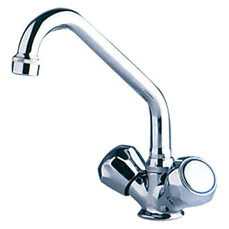 Scandvik® - Chrome Plated Brass Swivel Spout Hot & Cold Water Galley Faucet with Standard Chrome Plastic Triangular Knobs