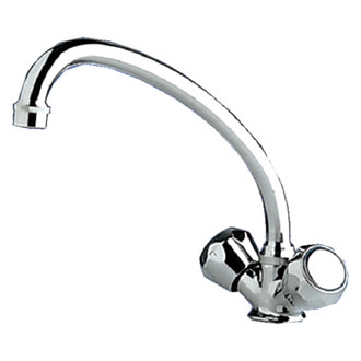 Scandvik® - Chrome Plated Brass High Reach Spout Hot & Cold Water Swivel Faucet with Standard Knob