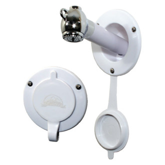 Scandvik® - Brass/ABS Chrome Plated Vertical Recessed Transom Shower with 6' L White Nylon Hose