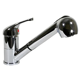 Scandvik® - Chrome Plated Brass Hot & Cold Water Pull Out Swivel Galley Faucet with Chrome ABS Plastic Handle