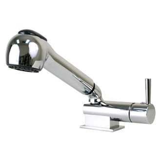 Scandvik® 14410 - Minimalistic Chrome Plated Brass Hot & Cold Water Combination Fixture Faucet with 5' L Chrome Flex Hose