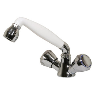 Scandvik® - White Nylon Hot & Cold Water Faucet with 5' L White Nylon Hose without Conservation Valve