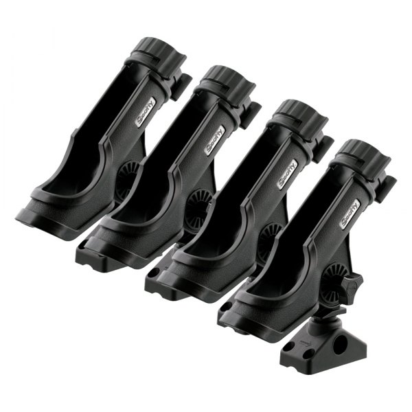 Scotty® - Power Lock 0/180/360° 1-15/16" I.D. Black Nylon Rod Holder with Combination Side & Deck Mount, 4 Pieces