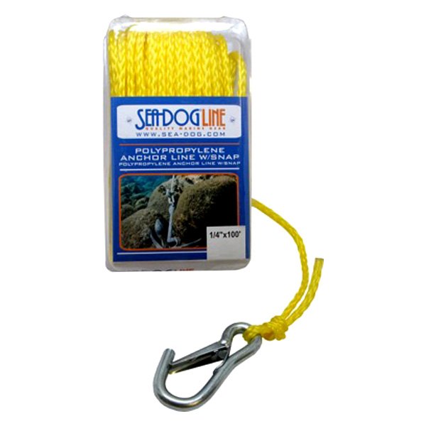 Sea Dog® - 1/4" D x 50' L Yellow Polypropylene Hollow Braid Anchor Line with Spring Hook