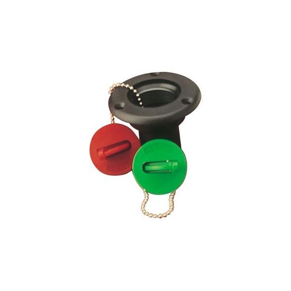Sea Dog® - 1-1/2" I.D. Red Injection Molded Nylon Glass Filled Flush Mount Hose Gas Deck Fill with Keyless Cap, Bulk