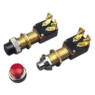 Sea Dog® - 12 V DC 10 A On/Off Stamped Brass SPST Push Button Switch , Display