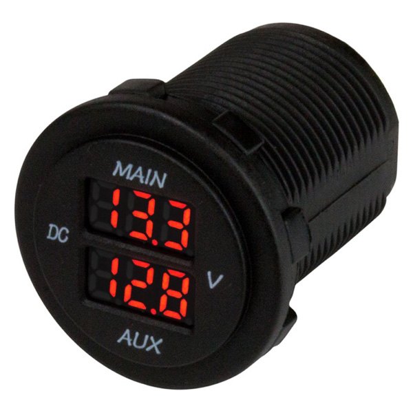 Sea Dog® - 1.44" Black Dial/Black Bezel In-Dash Mount Dual Digital Voltmeter Gauge