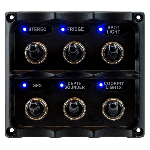 Sea Dog® - Water Resistant 6-Gang 12 V DC 15 A Toggle Switch Panel