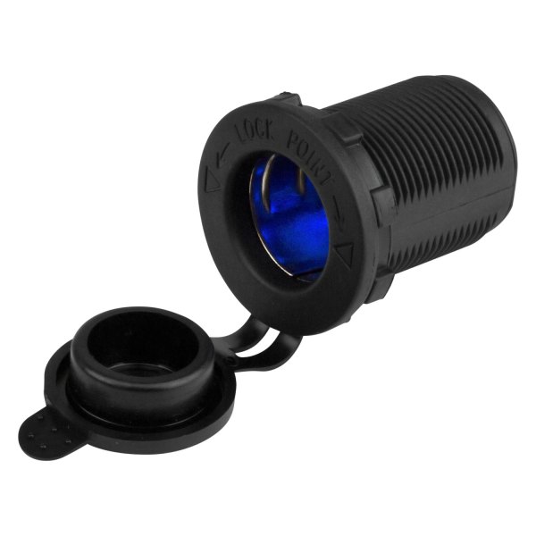 Sea Dog® - 16 A 24 V DC Brass/Nylon Power Socket with Blue LEDs & Cap