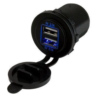Sea Dog® - IP65 4.8 A 5 V DC Aluminum Output Dual USB Power Socket with Cap