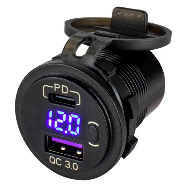Sea Dog® - 6 A 5 V Nylon USB 3.0 & USB-C Power Socket with Voltmeter