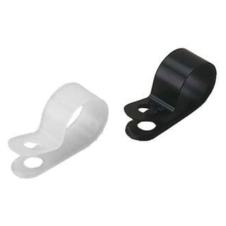 Sea Dog® - 0.38" D Black Nylon Fixing Cable Clamps, 25 Pieces