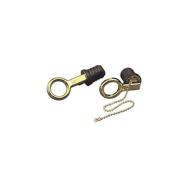 Sea Dog® - 1" D Brass Snap-Handle Drain Plug with Chain, Display