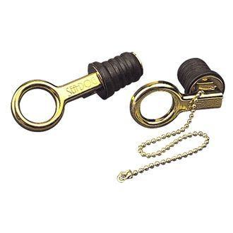 Sea Dog® - 1" D Brass Snap-Handle Drain Plug with Chain, Display