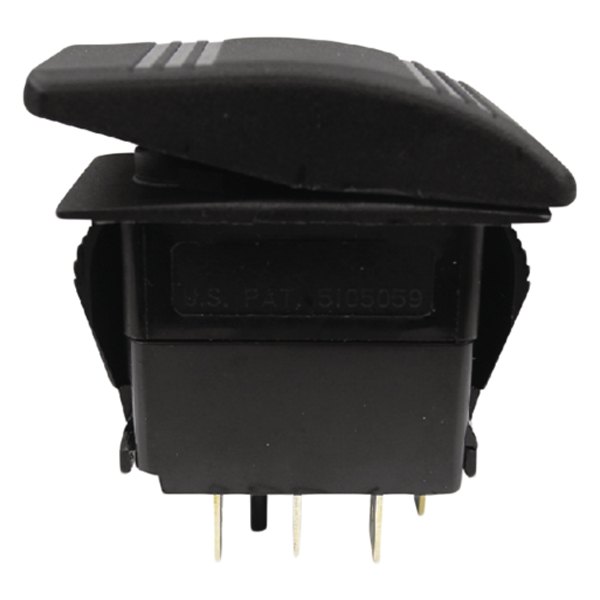 Seachoice® - Contura™ 12/125/250 V AC 10/15/20 A Mom/Off/On Black DPST LED Rocker Switch with 4 Blades