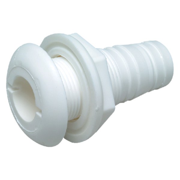 Seachoice® - 1-7/8" Hole Plastic White Thru-Hull Fitting for 1-1/8" D Hose with Broad Flange