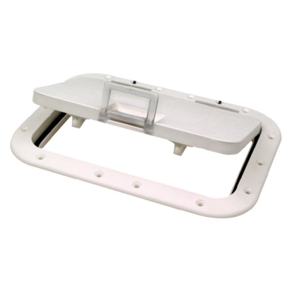 Seachoice® - 12-3/8" L x 8-1/4" W White Rectangular Hatch with Molded in 100° Hinge