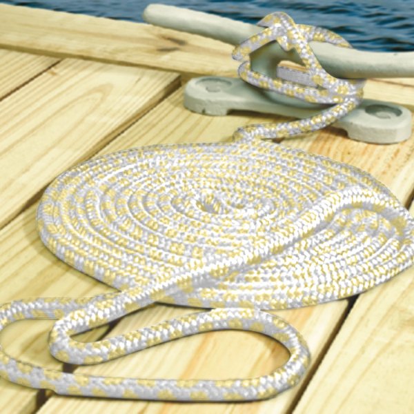 Seachoice® - 3/8" D x 15' L Gold/White Nylon Double Braid Dock Line