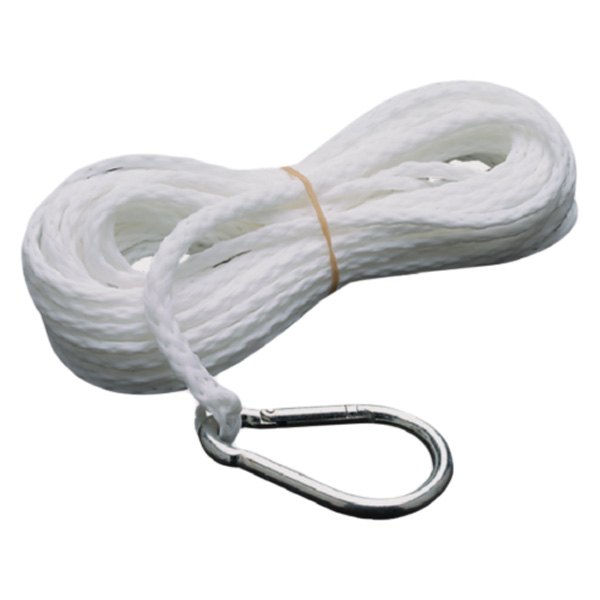 Seachoice® - 3/8" D x 50' L White Nylon Solid Braid Anchor Line with Snap Hook