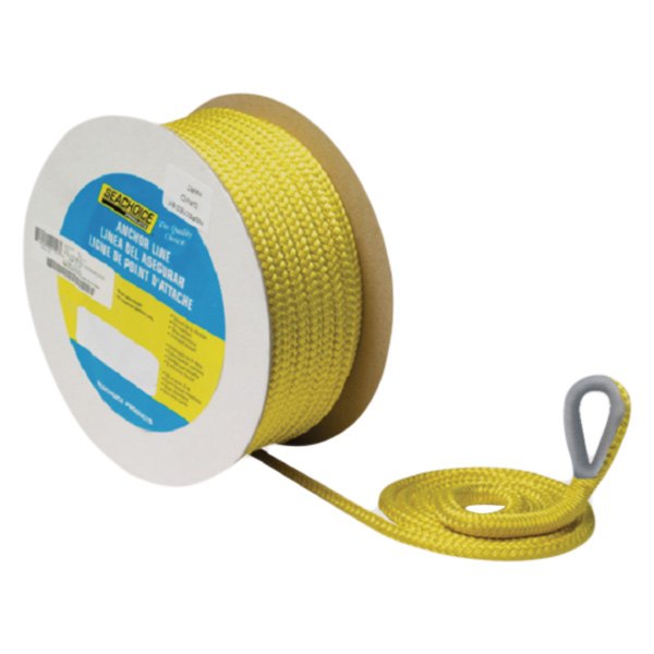 Seachoice® - 3/8" D x 100' L Yellow Nylon Double Braid Anchor Line with Thimble