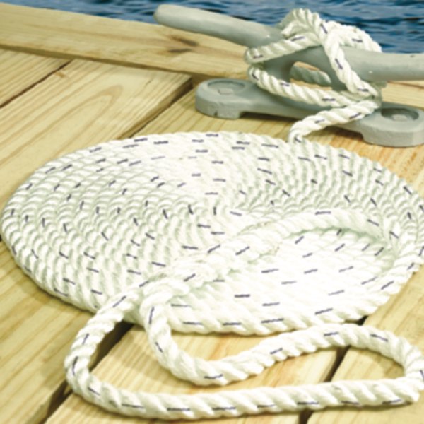 Seachoice® - Premium 3/8" D x 10' L White/Blue Tracer Nylon 3-Strand Twisted Dock Line