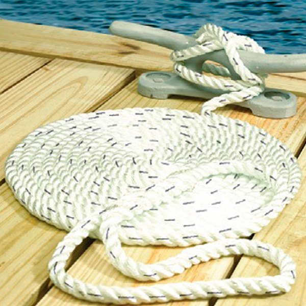 Seachoice® - Premium 5/8" D x 35' L White/Blue Tracer Nylon 3-Strand Twisted Dock Line