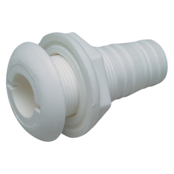 Seachoice® - 1-1/2" Hole Plastic White Thru-Hull Fitting for 1/2" D Hose with Broad Flange