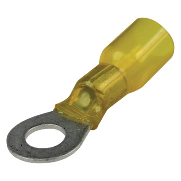 Seachoice® - 12-10 AWG 1/4" Yellow Heat Shrink Ring Terminals, 25 Pieces