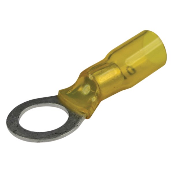 Seachoice® - 12-10 AWG 5/16" Yellow Heat Shrink Ring Terminals, 3 Pieces