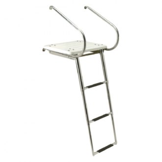 Seachoice 71221 Telescoping Transom Mount Ladder Stainless Steel 2 Steps 300 Pound Capacity