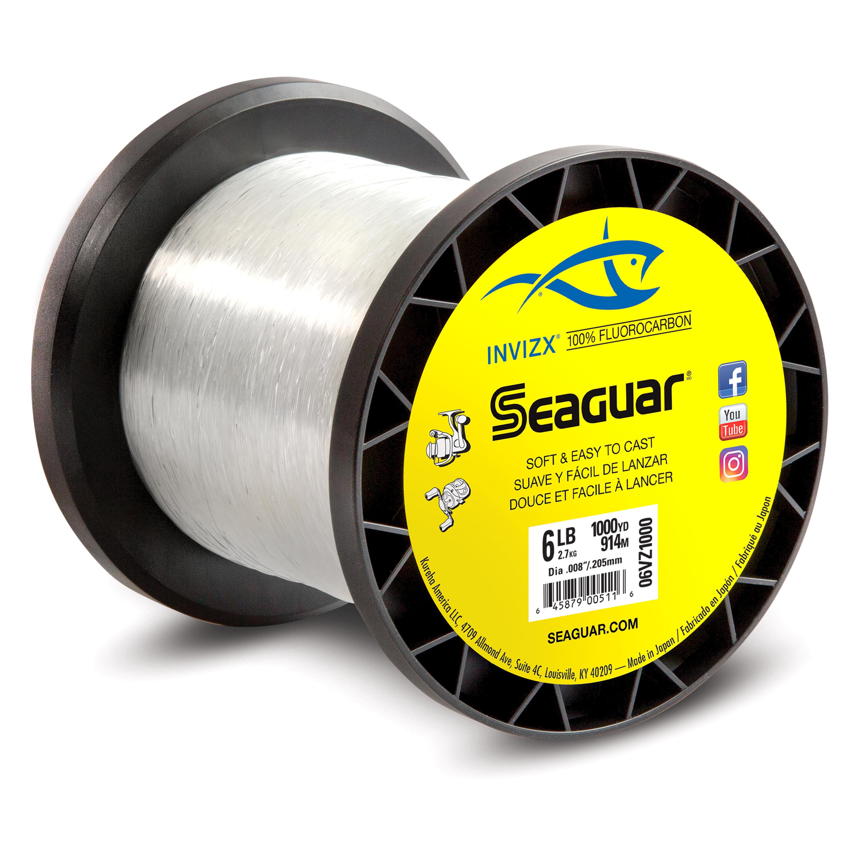 Seaguar InvizX 100% Fluorocarbon 200yd 15lb, Clear (15VZ200)