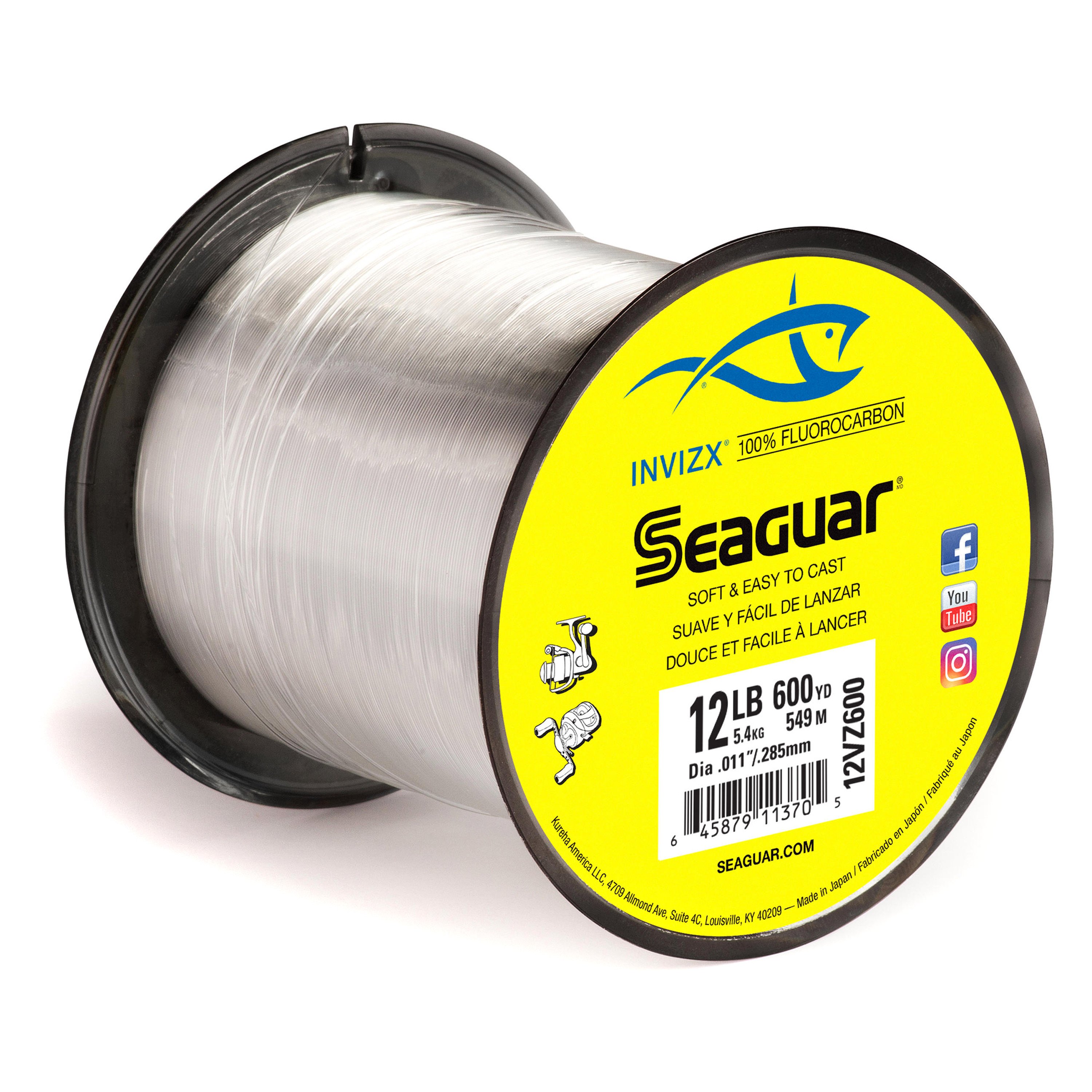 Seaguar® 12VZ600 - InvizX™ 600 yd 12 lb Clear Fluorocarbon Line 