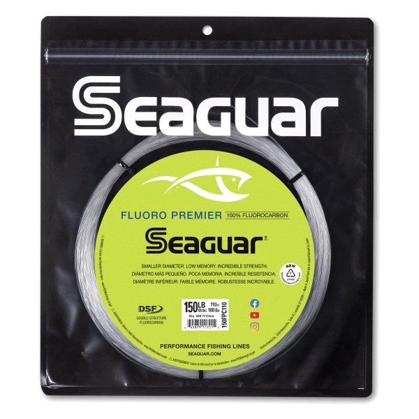 Seaguar® 150FPC110 - Fluoro Premier™ Big Game 110 yd 150 lb Clear Fluorocarbon Leader Line