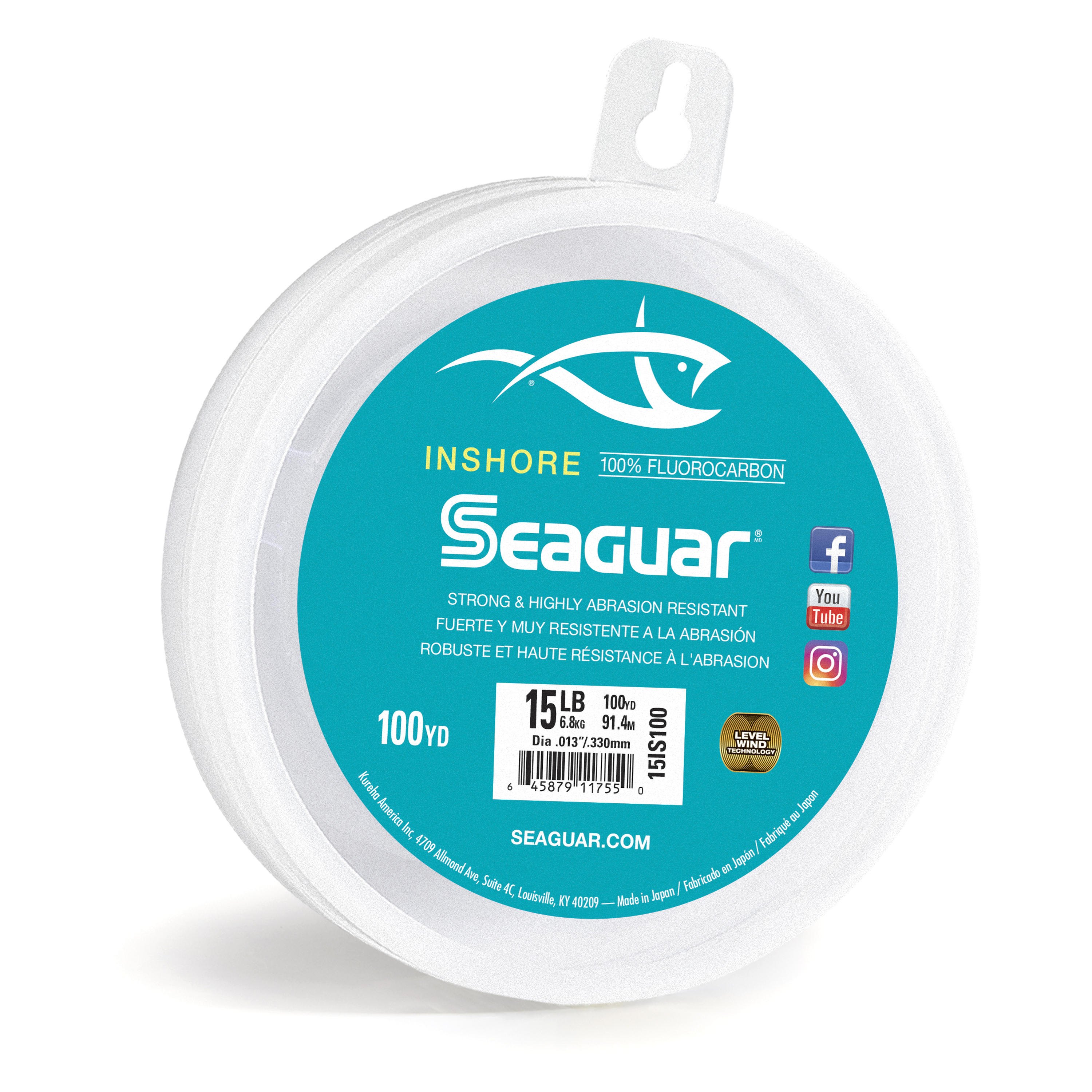 Seaguar® 15IS100 - Inshore 100 yd 15 lb Clear Fluorocarbon Leader Line 