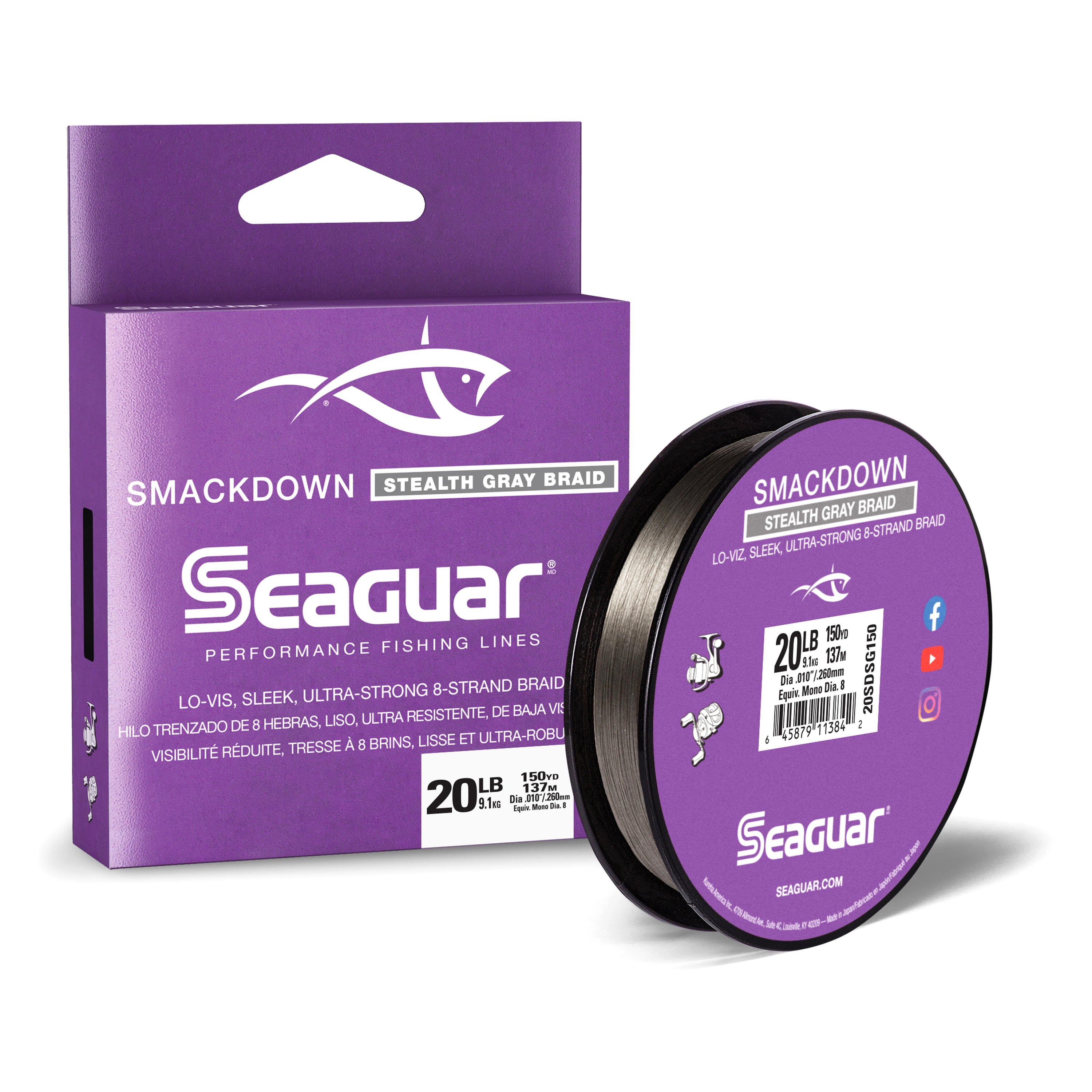 Seaguar® 20SDSG150 - Smackdown™ 150 yd 20 lb Stealth Gray X8 Braided  Fishing Line 