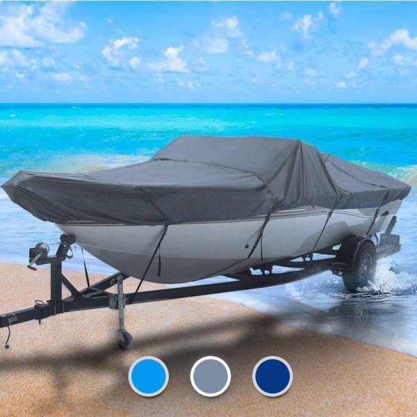  Seal Skin® - All Weather Gray Polyester Boat Cover for 12'-14' L x 68" W Outdoor Trailerable V-Hull Fishing Boats