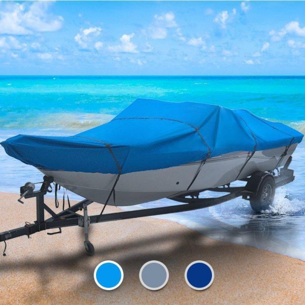  Seal Skin® - All Weather Blue Polyester Boat Cover for 12'-14' L x 68" W Outdoor Trailerable V-Hull Fishing Boats