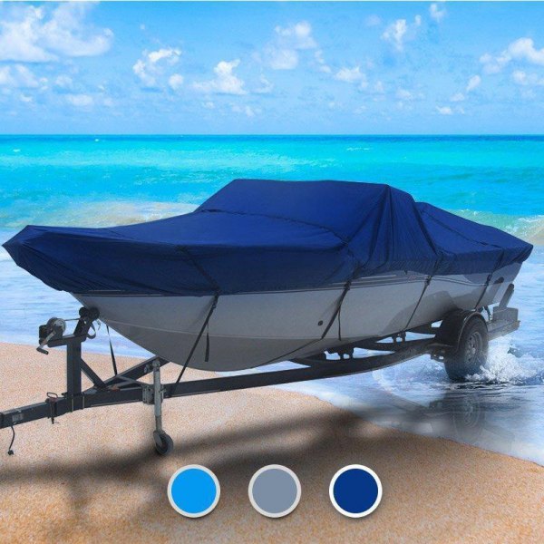  Seal Skin® - All Weather Navy Blue Polyester Boat Cover for 12'-14' L x 68" W Outdoor Trailerable V-Hull Fishing Boats