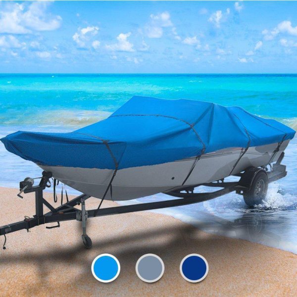  Seal Skin® - All Weather Blue Polyester Outdoor Trailerable Boat Cover for 12'6" L x 68" W V-Hull Boats