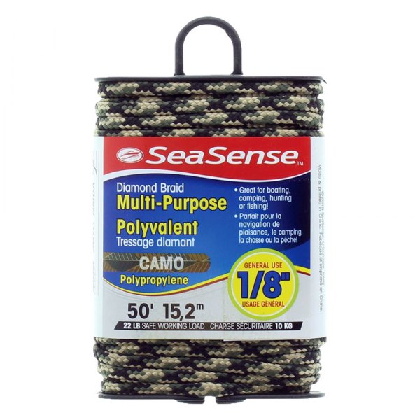 SeaSense® - 1/8" D x 50' L Camouflage Polypropylene Diamond Braid Multi-Purpose Line