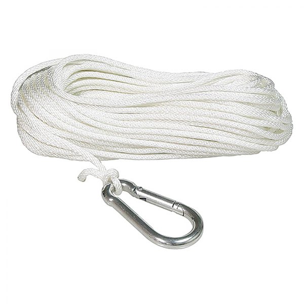 SeaSense® - 3/16" D x 75' L White Nylon Solid Braid Anchor Line with Snap Hook